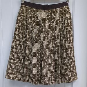 Anne Klein Geometric Pattern 100% Silk Mini Pleated A-Line Skirt
